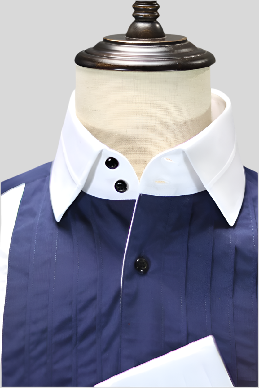 Two-Tone Pleated French Cuff Shirt