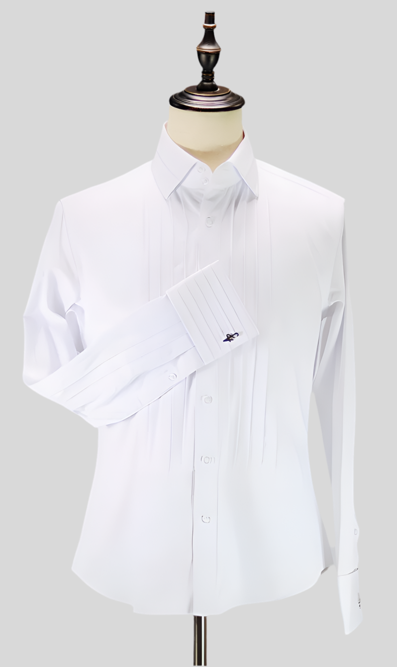 Two-Tone Pleated French Cuff Shirt