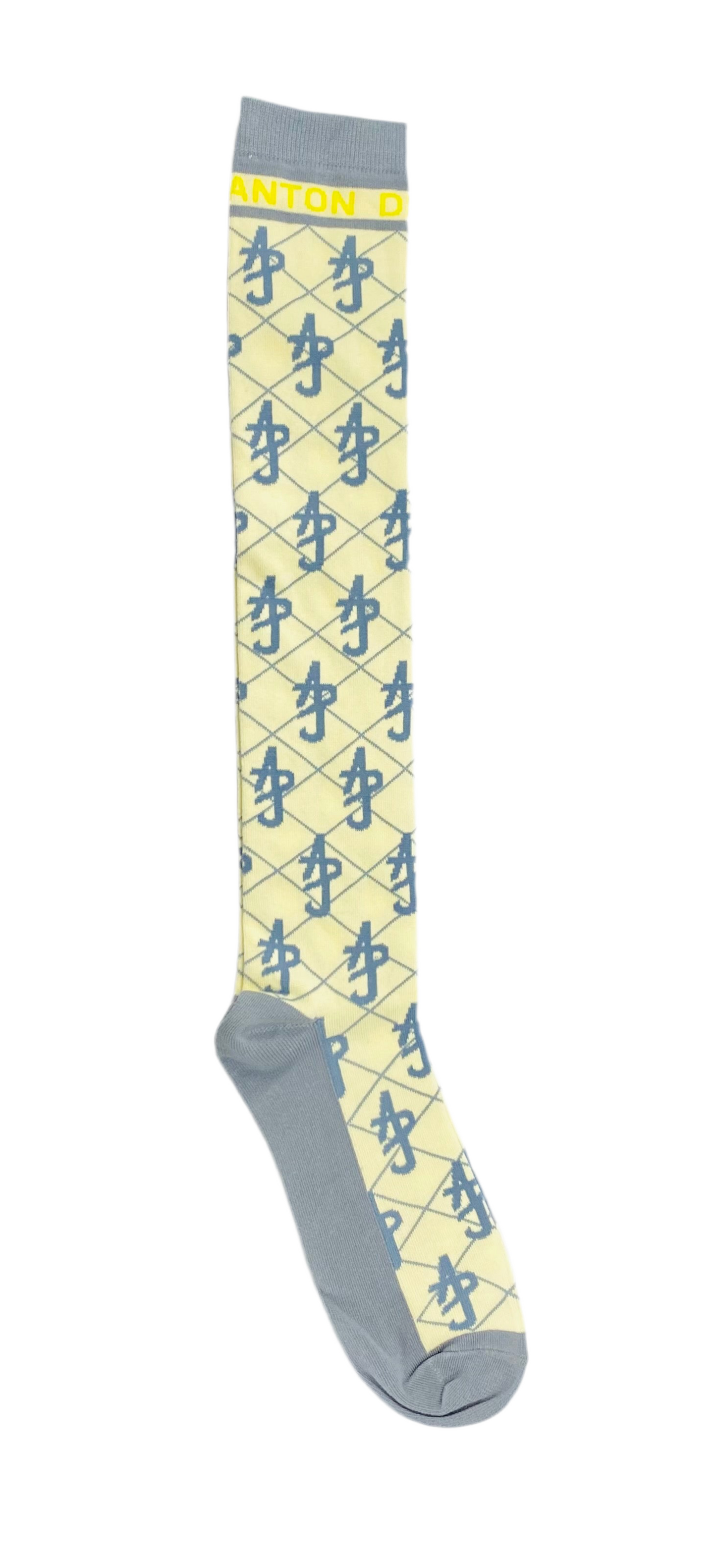 Cream/Grey ADJ Cotton Blend High Socks