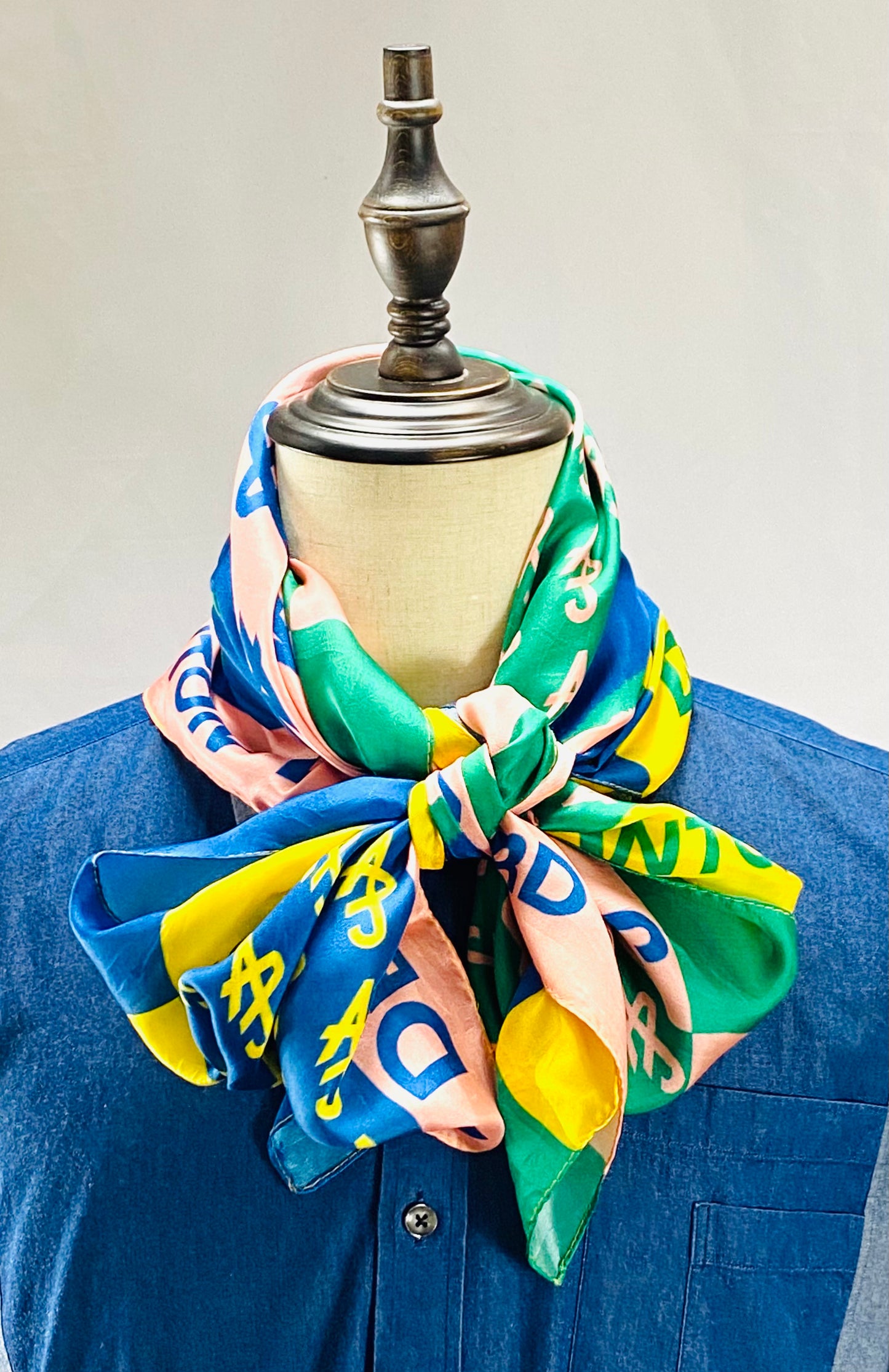 Green/Blue Multi-Color Enhancing Monogram Scarf