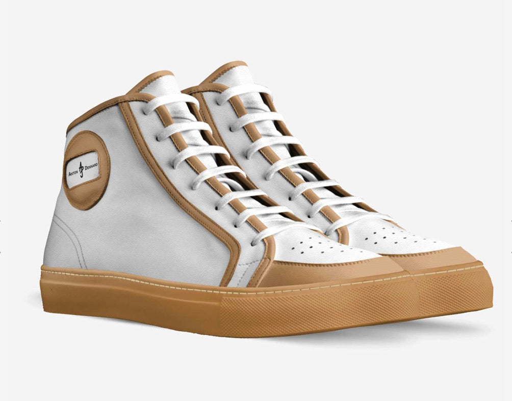 White/Camel High Top Sneaker