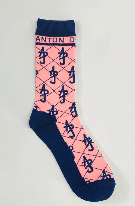 Pink/Navy ADJ Cotton Blend Socks