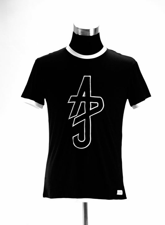 ADJ Black Two-Tone Velvet Logo T-Shirt