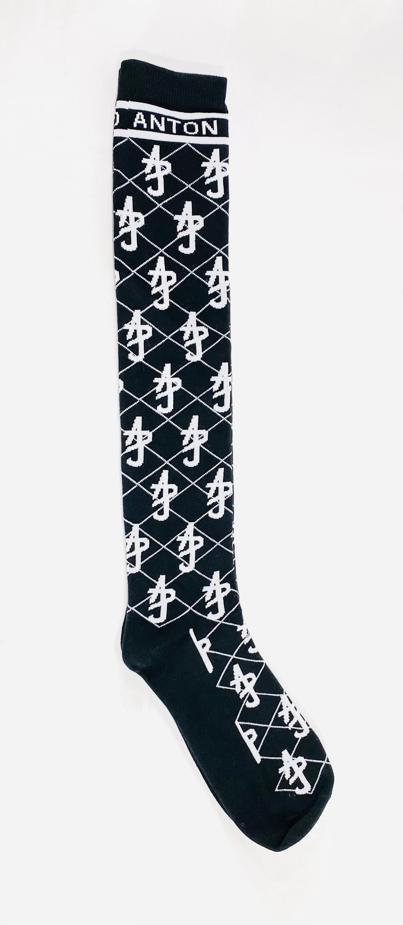 Black/White ADJ Cotton Blend High Socks