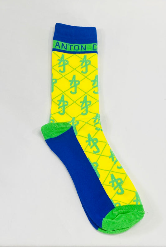 Yellow Multi ADJ Cotton Blend Socks