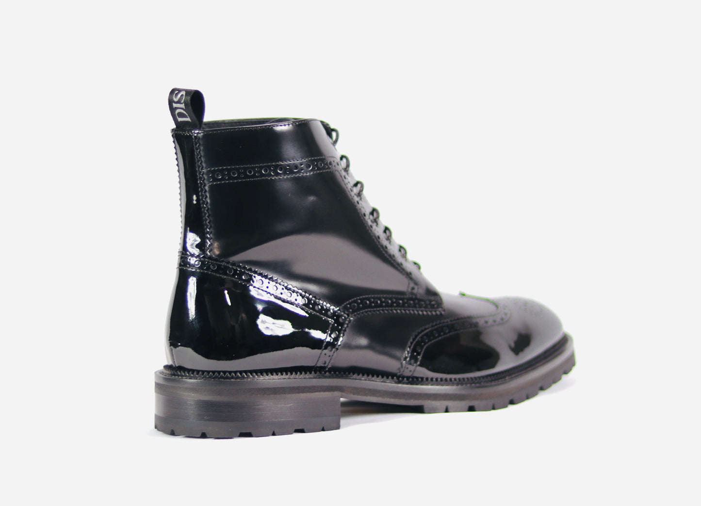 Black Shiny Leather Patent Boot